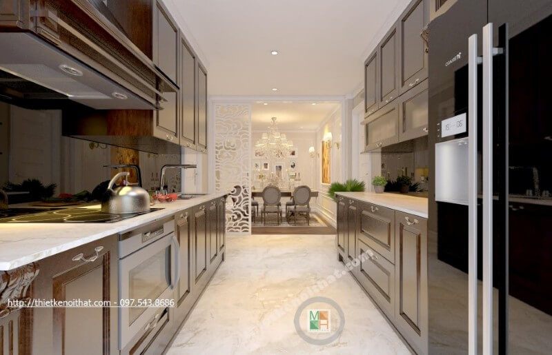 Gia chủ thường yêu thích và lựa chọn mẫu tủ bếp gỗ tự nhiên trong vài năm qua.